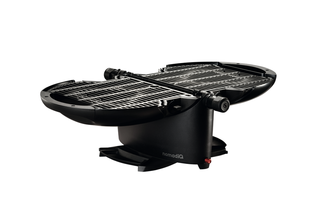 nomadiQ Gasgrill 3.0 aufgeklappt mit zwei Grillrosten