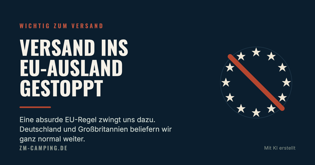 Durchgestrichener EU-Sternenkreis: Versand ins EU-Ausland gestoppt (Bild mit KI erstellt)