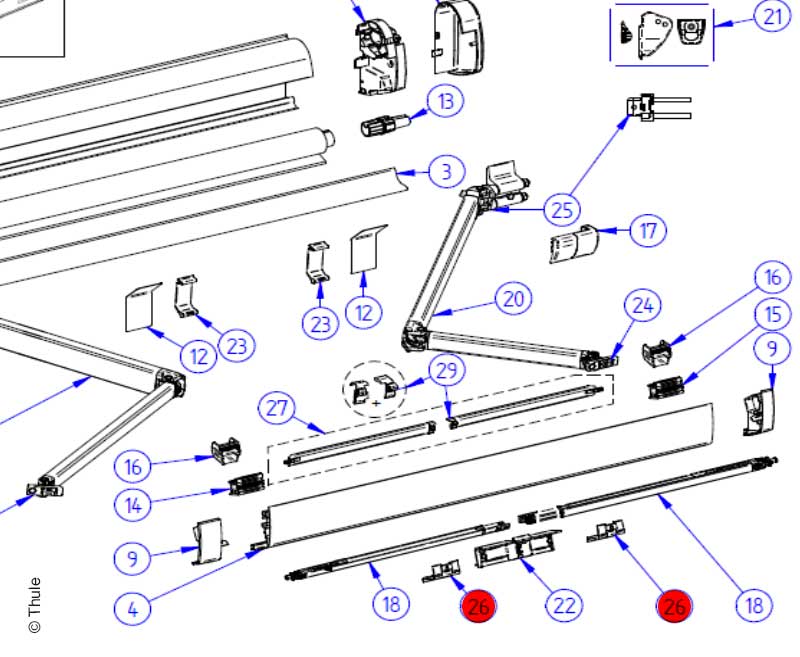 Clip Stützarm (2 Stück) – Thule Omnistor 5200 Markise VW Grand California